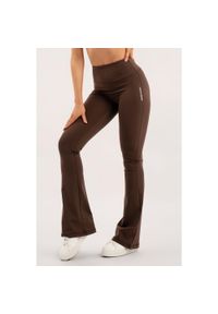 GYM GLAMOUR - Spodnie fitness damskie Gym Glamour dzwony. Kolor: brązowy. Sport: fitness #1