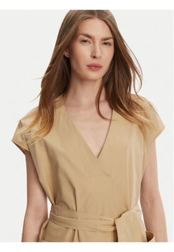 Weekend Max Mara Sukienka codzienna Mitico 2515221132 Beżowy Regular Fit. Okazja: na co dzień. Kolor: beżowy. Materiał: bawełna. Typ sukienki: proste. Styl: casual