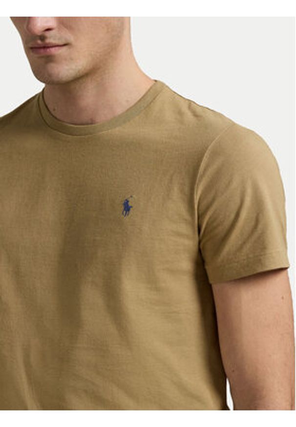 Polo Ralph Lauren T-Shirt 710671438429 Beżowy Custom Slim Fit. Typ kołnierza: polo. Kolor: beżowy. Materiał: bawełna
