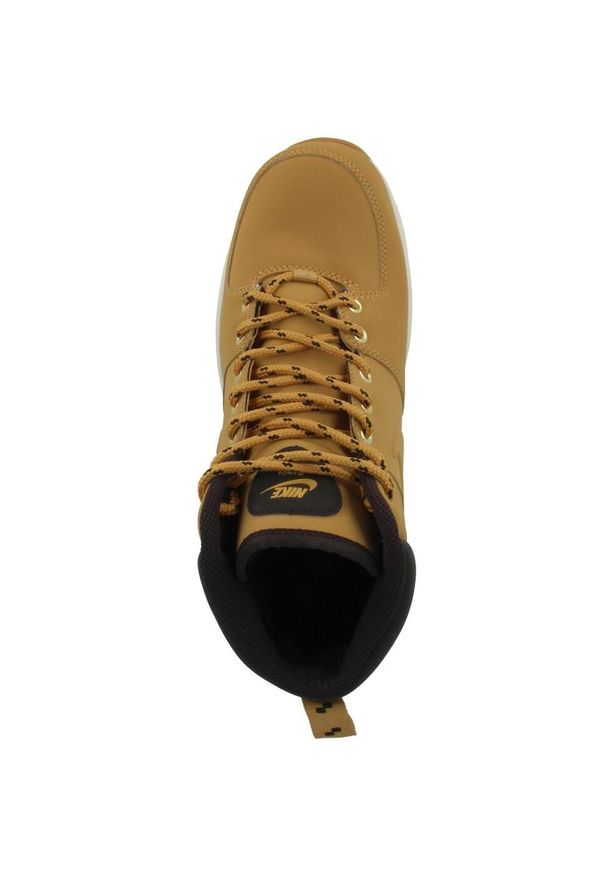 Buty do chodzenia męskie Nike Manoa Leather. Wysokość cholewki: za kostkę. Zapięcie: sznurówki. Kolor: wielokolorowy, beżowy, czarny. Materiał: tkanina, materiał, skóra, syntetyk. Szerokość cholewki: normalna. Sport: turystyka piesza