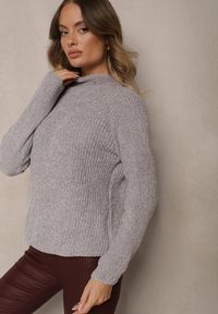 Renee - Szary Casualowy Golf z Wiskozą Zerinia. Okazja: na co dzień. Typ kołnierza: golf. Kolor: szary. Materiał: wiskoza. Styl: casual