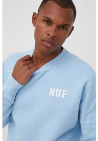 HUF bluza męska z nadrukiem. Kolor: niebieski. Materiał: dzianina. Wzór: nadruk #5