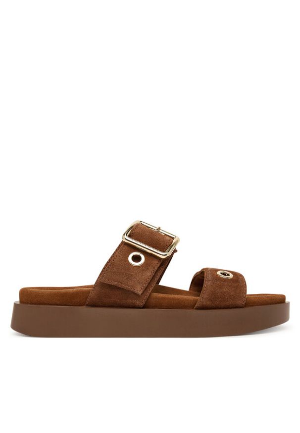 Inuikii Klapki Tilda Buckle 1004.003.0631 Brązowy ciemny. Kolor: brązowy. Materiał: zamsz, skóra