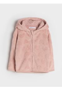 Sinsay - Bluza z kapturem - różowy. Typ kołnierza: kaptur. Kolor: różowy. Materiał: polar. Wzór: aplikacja #1