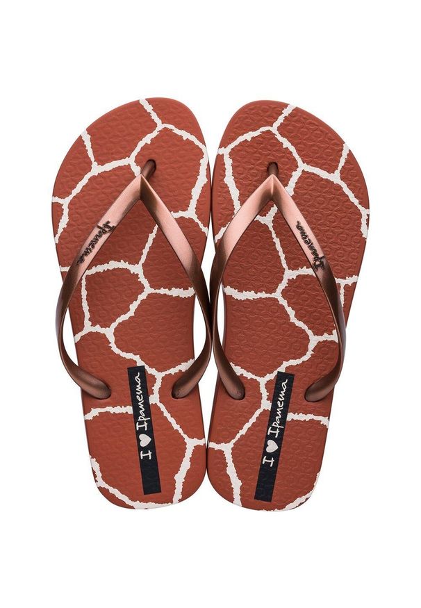 Ipanema I Love Safari — damskie klapki brązowo-miedziane, roz. 40. Kolor: brązowy. Materiał: materiał. Wzór: motyw zwierzęcy. Styl: sportowy