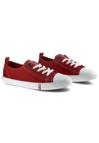 Big-Star - Czerwone Trampki Big Star Damskie Sznurowane Buty. Okazja: na co dzień, na spacer. Zapięcie: sznurówki. Kolor: czerwony. Materiał: guma, jeans, materiał. Szerokość cholewki: normalna. Sezon: wiosna. Styl: casual #4