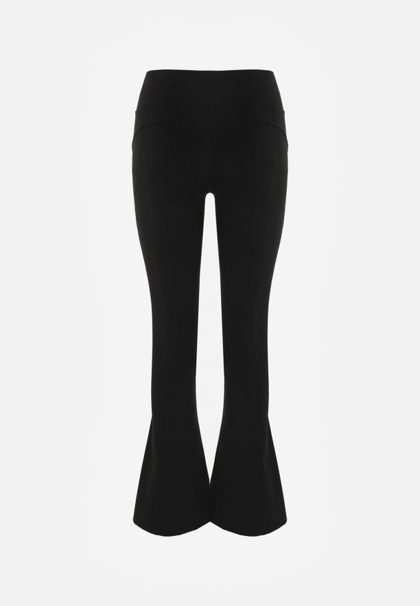 Renee - Czarne Legginsy High Waist o Fasonie Flare Shylenne. Okazja: na co dzień. Stan: podwyższony. Kolor: czarny. Długość: krótkie. Styl: casual