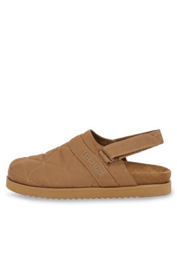 TOMMY HILFIGER - Tommy Hilfiger Klapki Warm Hilfiger Mule Sandal FM0FM04773 Brązowy. Kolor: brązowy. Materiał: materiał
