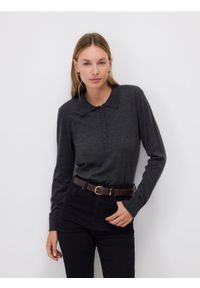 Reserved - Sweter z wełną - ciemnoszary. Kolor: szary. Materiał: wełna