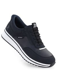 Półbuty damskie na podwyższeniu granatowe Rieker L5850-14. Kolor: niebieski. Materiał: skóra ekologiczna #1