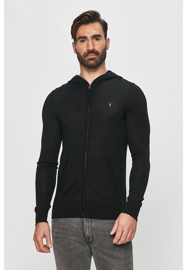 AllSaints - Bluza Mode Merino Zip Hood. Okazja: na co dzień. Typ kołnierza: kaptur. Kolor: czarny. Styl: casual
