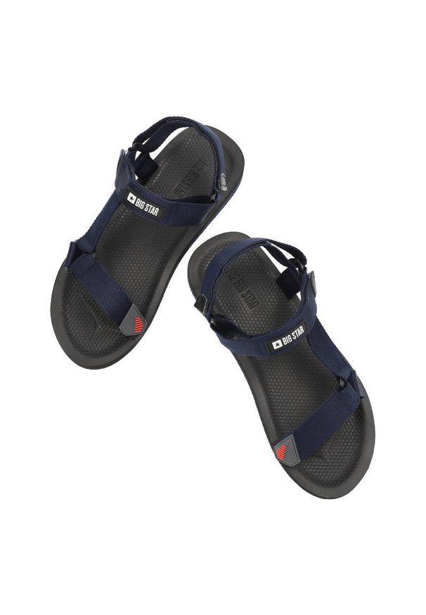 Big-Star - Granatowe Sandały Big Star Męskie Buty Sportowe. Okazja: na spacer, na co dzień. Zapięcie: rzepy. Kolor: niebieski. Materiał: materiał. Sezon: lato. Styl: sportowy