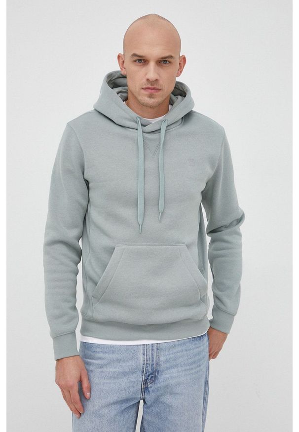 G-Star RAW - G-Star Raw bluza męska kolor zielony z kapturem gładka. Okazja: na co dzień. Typ kołnierza: kaptur. Kolor: zielony. Materiał: włókno, materiał, dzianina. Wzór: gładki. Styl: casual