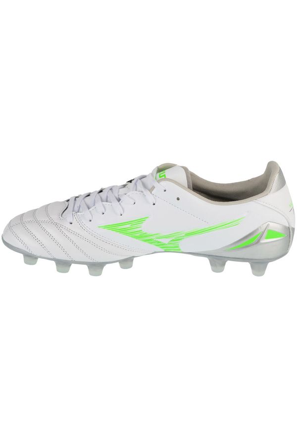 Buty piłkarskie męskie Mizuno Morelia Neo Iv Pro Fg. Zapięcie: sznurówki. Kolor: biały. Materiał: guma, skóra, syntetyk, materiał, tkanina. Szerokość cholewki: normalna. Sport: piłka nożna