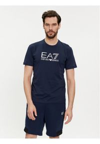 EA7 Emporio Armani T-Shirt 3DPT71 PJM9Z 1554 Granatowy Regular Fit. Kolor: niebieski. Materiał: bawełna