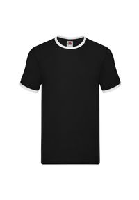 FRUIT OF THE LOOM - T-shirt Męski Ringer. Kolor: biały, wielokolorowy, czarny