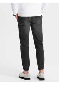 Ombre Clothing - Męskie spodnie jeansowe JOGGERY z przetarciami - czarne V2 OM-PADJ-0150 - XL. Kolor: czarny. Materiał: jeans #6