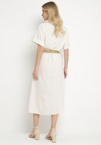 Born2be - Beżowa Wiskozowa Sukienka Koszulowa z Lnem Zdobiona Haftem i Paskiem Atelinda. Okazja: do pracy, na co dzień. Typ kołnierza: kołnierzyk klasyczny. Kolor: beżowy. Wzór: haft, aplikacja. Typ sukienki: koszulowe. Materiał: len, wiskoza. Długość rękawa: krótki rękaw. Sezon: lato. Styl: klasyczny, casual, elegancki #7