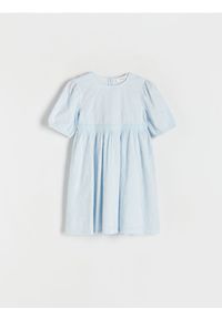 Reserved - Sukienka z kwiatowym wzorem - jasnoniebieski. Kolor: niebieski. Materiał: bawełna. Wzór: kwiaty