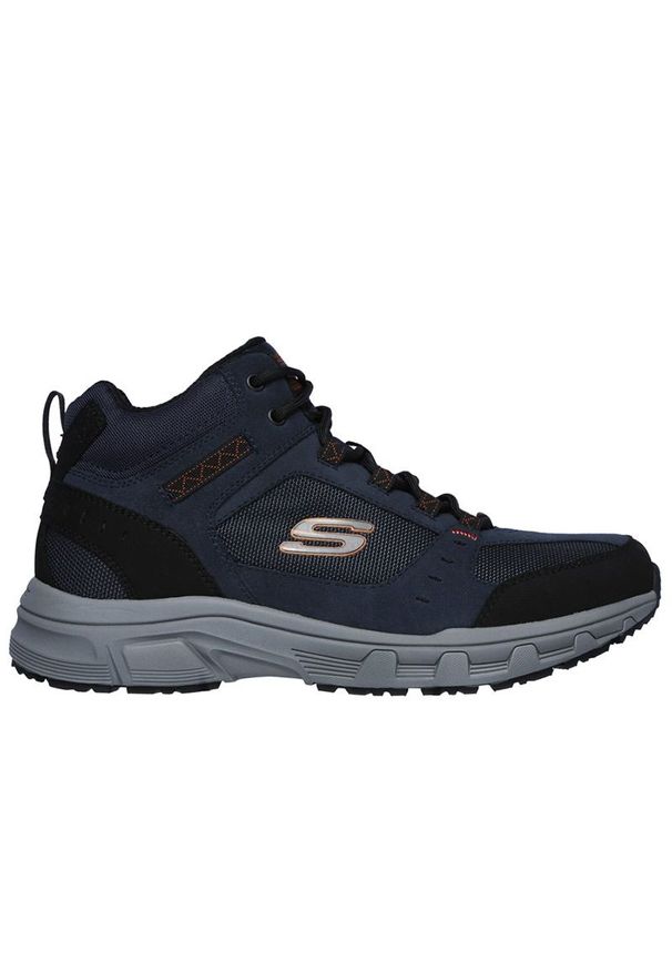 skechers - Buty męskie Skechers Relaxed Fit Oak Canyon Ironhide 51895NVOR - granatowe. Zapięcie: sznurówki. Kolor: niebieski. Materiał: guma, skóra, zamsz, jeans, materiał, dresówka, syntetyk. Szerokość cholewki: normalna. Model: Skechers Sport. Sport: turystyka piesza