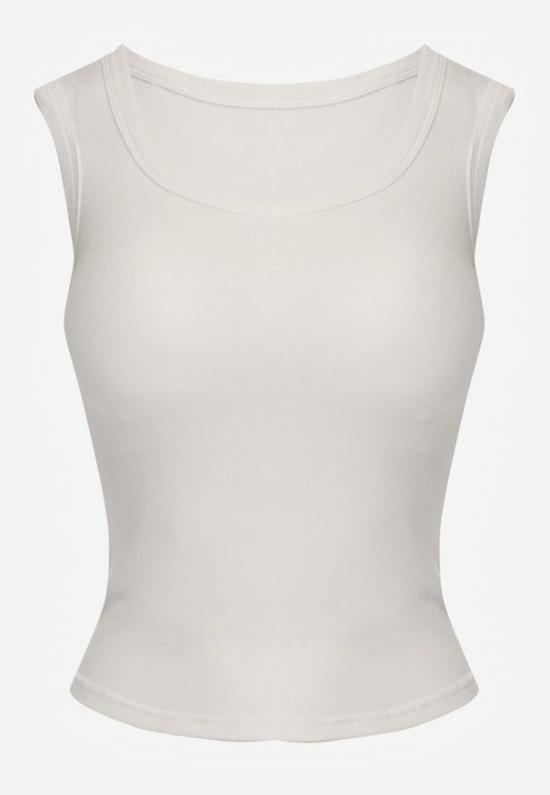 Renee - Biały Wiskozowy Top Dopasowany z Kwadratowym Dekoltem Bez Rękawów Bilincja. Okazja: na co dzień. Typ kołnierza: dekolt kwadratowy. Kolor: biały. Materiał: wiskoza. Długość rękawa: bez rękawów. Styl: casual