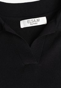 Born2be - Czarna Wiskozowa Bluzka Sweterkowa z Usztywnionymi Ramionami i Kołnierzykiem Katano. Okazja: na co dzień. Kolor: czarny. Materiał: wiskoza. Wzór: aplikacja. Styl: casual, elegancki, klasyczny #3