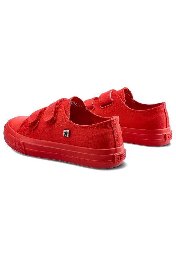 Big-Star - Czerwone Trampki Big Star Dziecięce Buty Na Rzepy. Zapięcie: rzepy. Kolor: czerwony. Materiał: guma, materiał. Szerokość cholewki: normalna. Styl: młodzieżowy