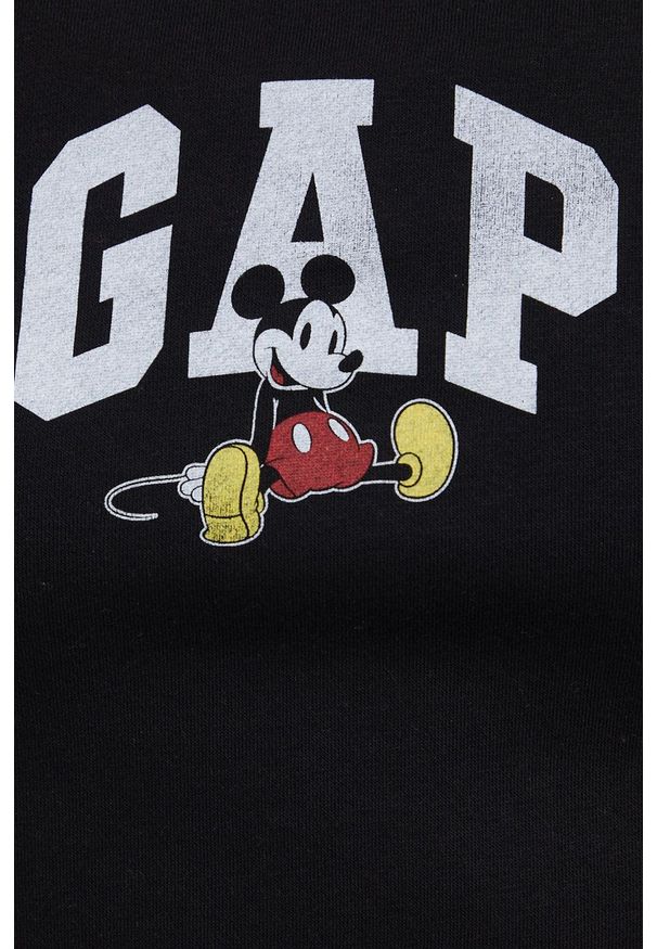 GAP bluza x Disney kolor czarny z kapturem z nadrukiem. Okazja: na co dzień. Typ kołnierza: kaptur. Kolor: czarny. Materiał: dzianina. Wzór: nadruk, motyw z bajki. Styl: casual