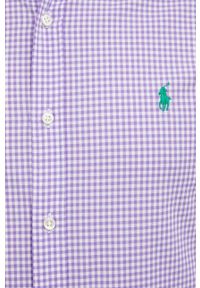 Polo Ralph Lauren koszula męska kolor fioletowy slim z kołnierzykiem button-down. Typ kołnierza: button down, polo. Kolor: fioletowy. Materiał: tkanina. Długość rękawa: długi rękaw. Długość: długie