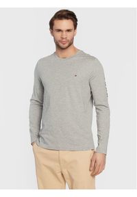 TOMMY HILFIGER - Tommy Hilfiger Longsleeve Logo MW0MW09096 Szary Slim Fit. Kolor: szary. Materiał: bawełna. Długość rękawa: długi rękaw