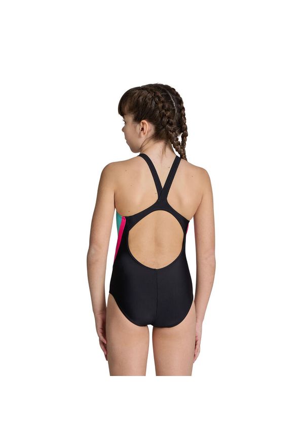 Dziewczęcy jednoczęściowy kostium kąpielowy Arena V Back Panel. Kolor: wielokolorowy, czarny, różowy