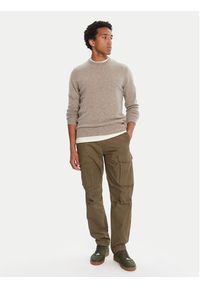Barbour Sweter Patch Crew MKN0584ST51 Beżowy Regular Fit. Kolor: beżowy. Materiał: wełna #4