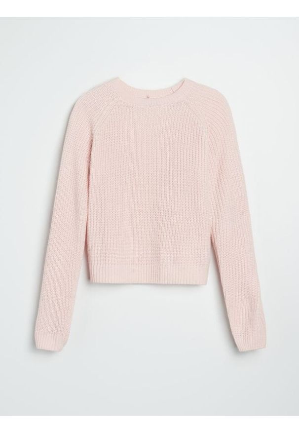 Sinsay - Basic sweter z długimi rękawami - różowy. Kolor: różowy. Długość rękawa: długi rękaw. Długość: długie