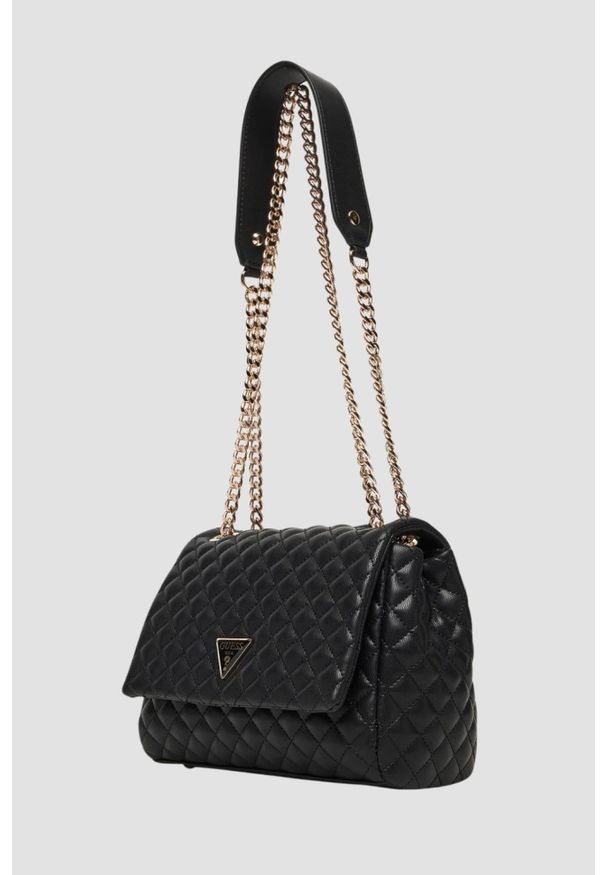 Guess - GUESS Czarna kopertówka damska Everlee Convertible. Kolor: czarny. Materiał: skórzane. Styl: casual, elegancki