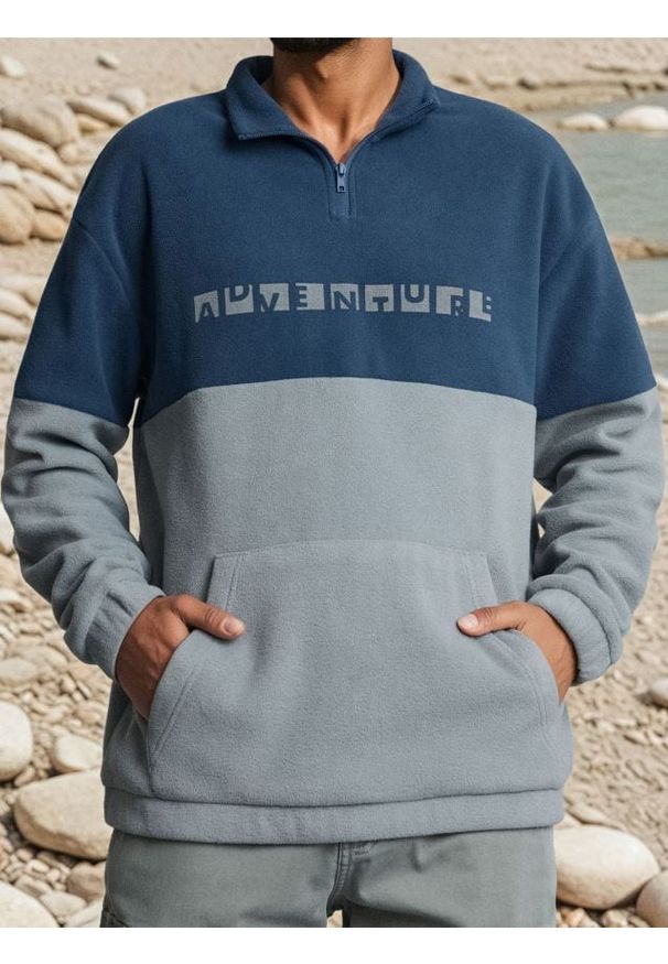 Sinsay - Bluza polarowa - niebieski. Kolor: niebieski. Materiał: polar