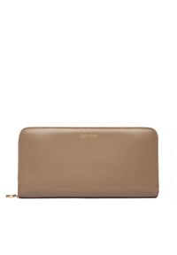 Calvin Klein Portfel Ck Large Zip Around LV04F1093G Beżowy. Kolor: beżowy. Materiał: skóra #1