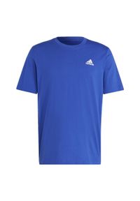 Adidas - Essentials Single Jersey Embroidered Small Logo Tee. Kolor: niebieski. Materiał: jersey