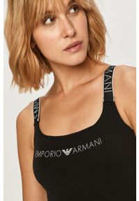 Emporio Armani - Top. Okazja: na co dzień. Kolor: czarny. Materiał: bawełna, dzianina, elastan. Długość rękawa: na ramiączkach. Wzór: nadruk. Styl: casual #3