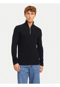 Jack & Jones - Jack&Jones Sweter Pannel 12258473 Czarny Regular Fit. Kolor: czarny. Materiał: bawełna, syntetyk