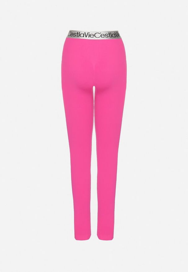 Born2be - Fuksjowe Elastyczne Legginsy z Szeroką Gumą w Pasie Rindama. Kolor: różowy. Materiał: guma. Styl: sportowy