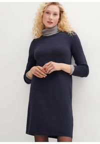 bonprix - Dopasowana sukienka z dżerseju (2 szt.). Kolor: niebieski. Materiał: jersey. Długość rękawa: długi rękaw