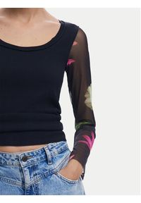 Desigual Bluzka Flint 25SWTK93 Czarny Slim Fit. Kolor: czarny. Materiał: bawełna #4