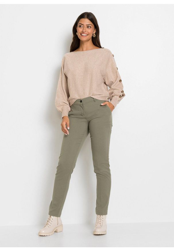 bonprix - Sweter z ozdobnymi guzikami. Kolor: beżowy