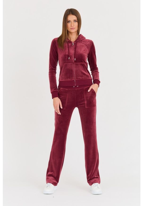 Juicy Couture - JUICY COUTURE Bordowa bluza Robertson Hoodie. Kolor: czerwony
