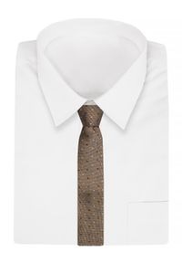 Krawat Alties (7 cm) - Ciemnozłoty w Drobny Rzucik. Kolor: wielokolorowy, złoty, żółty. Materiał: tkanina. Styl: elegancki, wizytowy #2