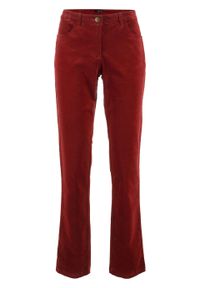 Spodnie sztruksowe ze stretchem Straight bonprix czerwony kasztanowy. Stan: obniżony. Kolor: czerwony. Materiał: sztruks, bawełna, materiał, elastan #1