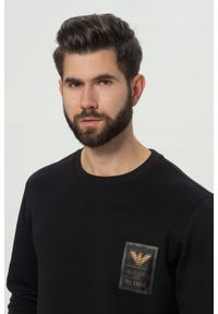 Emporio Armani - EMPORIO ARMANI Czarna męska bluza z logo. Kolor: wielokolorowy. Materiał: materiał. Wzór: nadruk #5