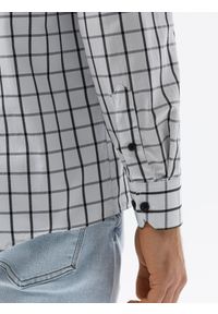 Ombre Clothing - Koszula męska z długim rękawem REGULAR FIT - biało-czarna K620 - XXL. Okazja: na co dzień. Kolor: biały. Materiał: poliester, bawełna. Długość rękawa: długi rękaw. Długość: długie. Styl: casual #2