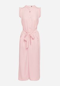 Born2be - Różowa Sukienka Koszulowa o Rozkloszowanym Kroju z Wiązaniem w Pasie Mavirielle. Okazja: na co dzień. Typ kołnierza: dekolt w serek. Kolor: różowy. Materiał: skóra. Długość rękawa: długi rękaw. Typ sukienki: koszulowe. Styl: elegancki, casual #4