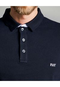 FAY - Granatowa koszulka Polo. Typ kołnierza: polo. Kolor: niebieski. Materiał: bawełna, prążkowany. Wzór: aplikacja, haft #2